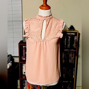 Lily White Lace Blush Pink Blouse